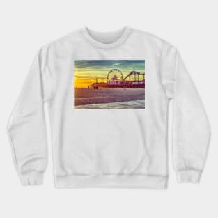 Landmark Santa Monica Pier At Sunset Crewneck Sweatshirt